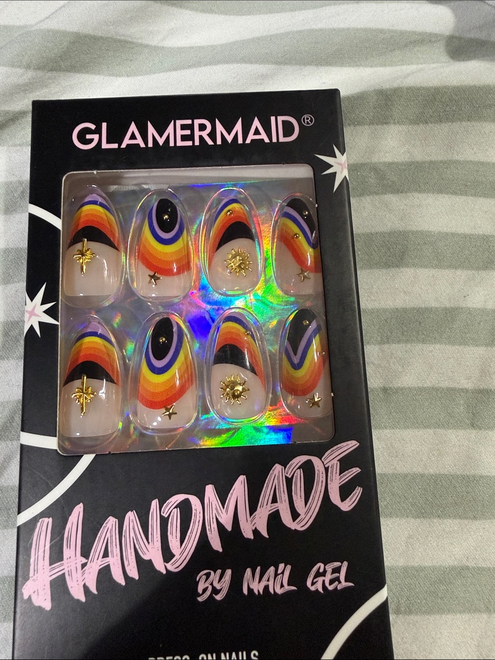 Rainbow Handmade Press-On Nail Set - Multicolor